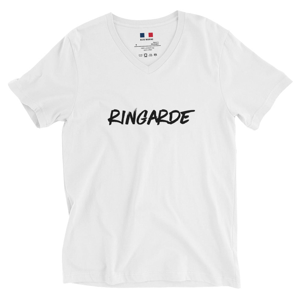 White t-shirt with ringarde printed on the front