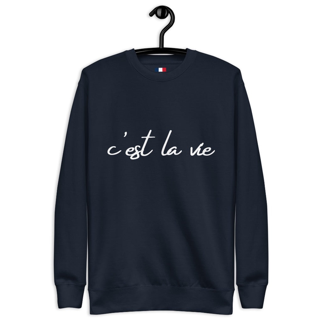 C'est La Vie Navy Blue Sweatshirt on hanger