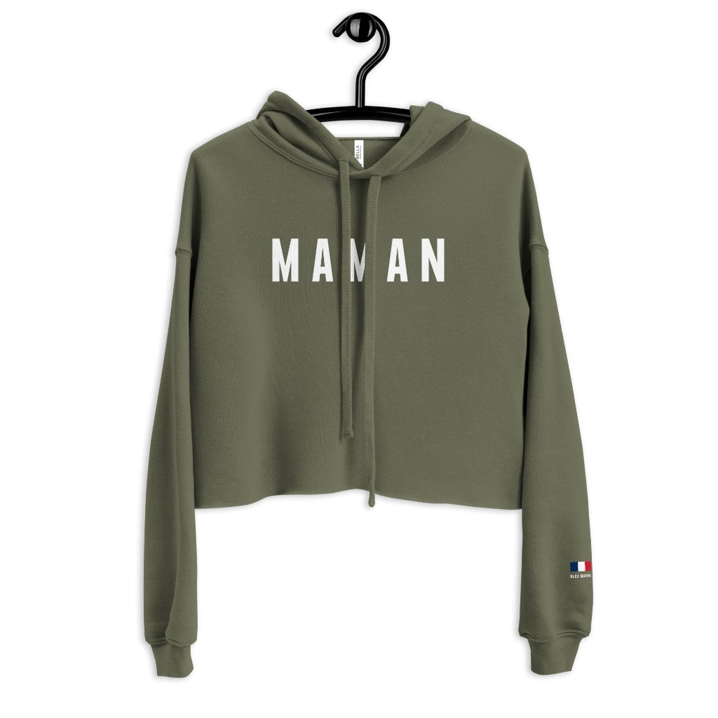 Green MAMAN Cropped hoodie on hanger