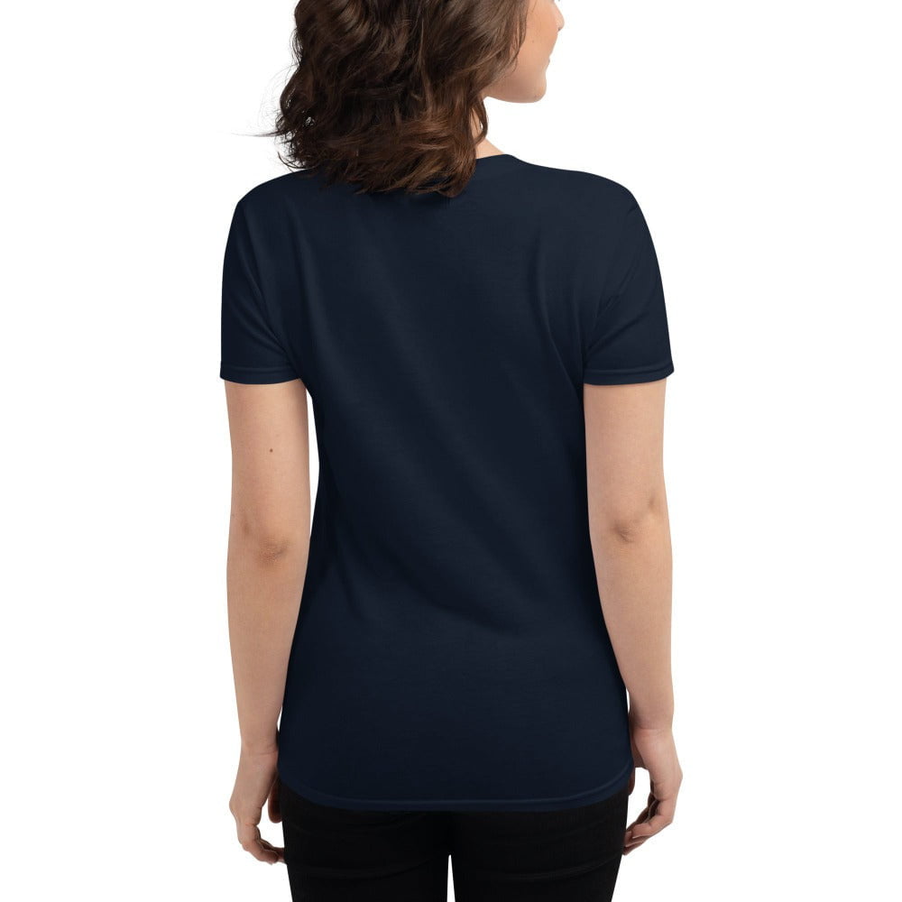 Back of woman wearing France Navy Blue T-Shirt