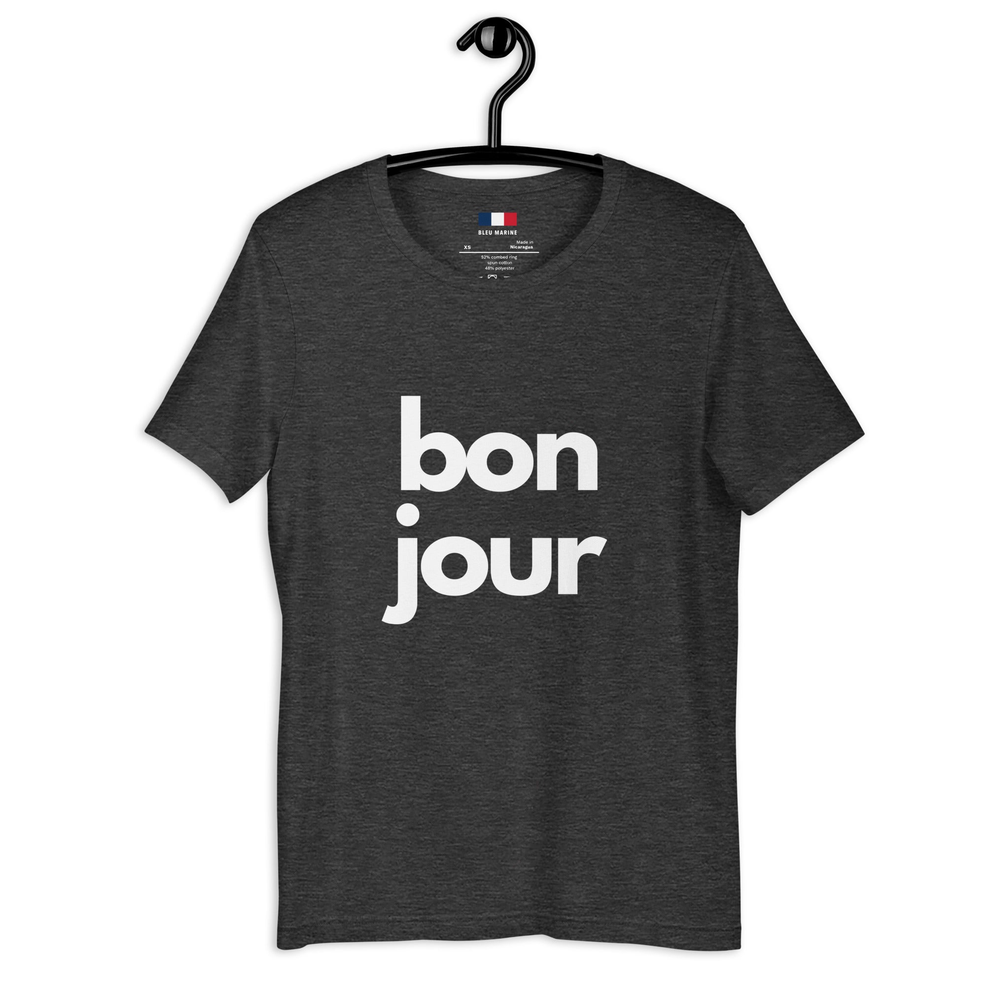 Grey BONJOUR Tee – Bleu Marine Clothing