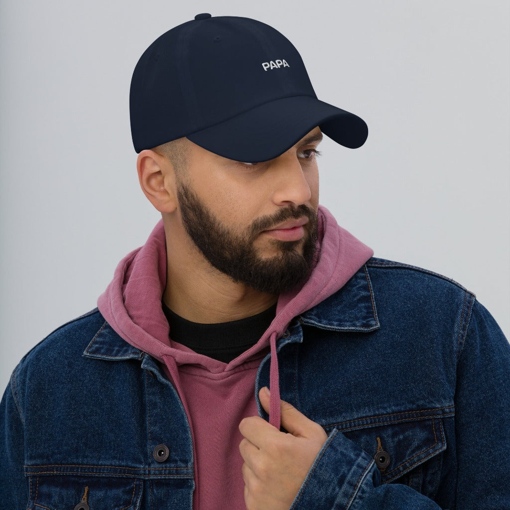 Man wearing the Papa Trucker Hat - Navy