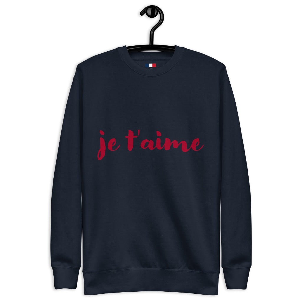 Je T'aime Sweatshirt on hanger