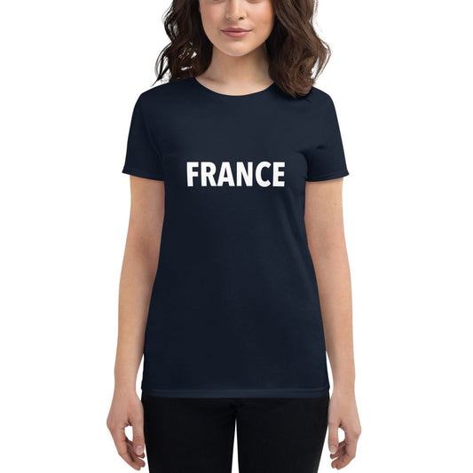 Woman wearing France Navy Blue T-Shirt
