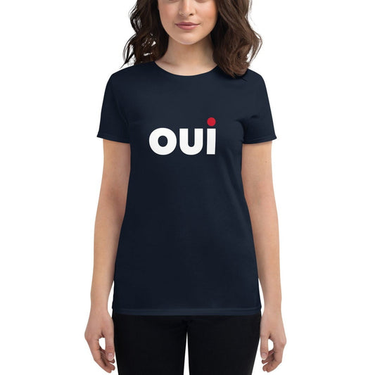 Woman wearing OUI T-Shirt in Navy Blue